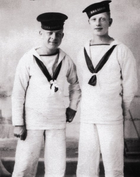 Vincent (left) with colleague at HMS Ganges